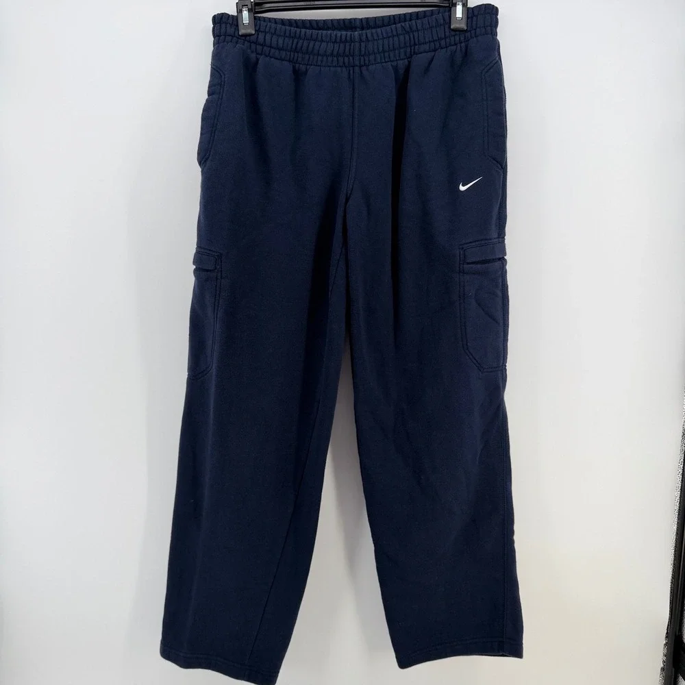 Vintage‎ Y2K Nike Athletic Dept Wide Leg Cargo Sweatpants Navy Mens L EUC